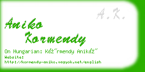 aniko kormendy business card